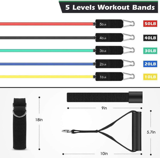 NEW EXERCISE RESISTANCE BAND SET 50 LBS S3053 in Exercise Equipment in Alberta - Image 4