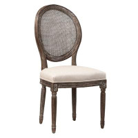 One Allium Way Sylvania Oak and Rattan Upholstered Dining Chair
