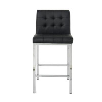 Ivy Bronx Modern Design High Counter Stool Electroplated Leg Kitchen Restaurant Grey Pu Bar Chair