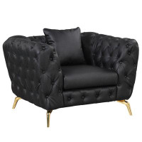 House of Hampton 44"  PU Upholstered sofa with Sturdy Metal legs