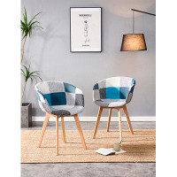 Corrigan Studio Modern Patchwork Dining Chairs Set Of 2: Stylish High-Backed Chairs