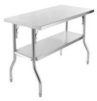 NEW FOLDABLE STAINLESS STEEL FOOD PREP TABLE DUAL LAYER