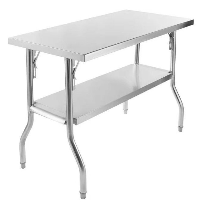 NEW FOLDABLE STAINLESS STEEL FOOD PREP TABLE DUAL LAYER in Other in Alberta