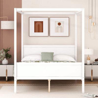 Red Barrel Studio Queen Size Canopy Platform Bed with Headboard and Footboard