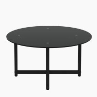 Ebern Designs 35.5" Round Whole Black Coffee Table, Clear Coffee Table