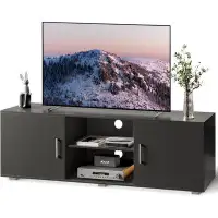 Latitude Run® Entertainment Centre with Storage, 2 Cabinets, TV Console Media Cabinet with 6 Cable Holes