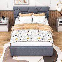 Brayden Studio Littleville Upholstered Platform Bed with Trundle And Drawer