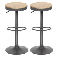 17 Stories Selina Swivel Solid Wood Adjustable Height Bar Stools, Counter Stools for Kitchen Island