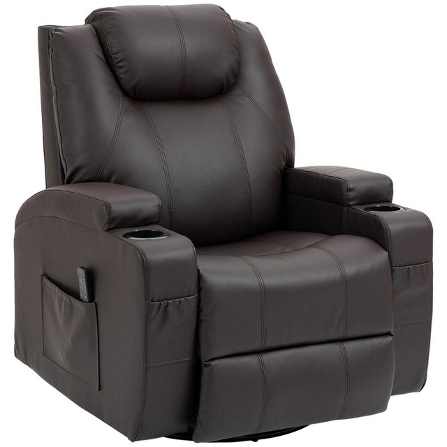 FAUX LEATHER RECLINER CHAIR WITH MASSAGE, VIBRATION, MUTI-FUNCTION PADDED SOFA CHAIR WITH REMOTE CONTRO in Chairs & Recliners