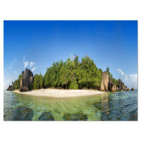 Design Art Paradise on Earth Seychelles Island Large Seashore Photographic Print on Wrapped Canvas