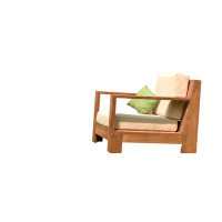 Teak Smith 1 Pc Lounge Chair Set: Lounge Chair With Cushions in Sunbrella Fabric #5404 Canvas Natural-33" H x 36" W x 34