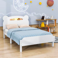 Harper Orchard Wood Platform Bed With Bear-Shaped Headboard And Motion Activated Night Lights
