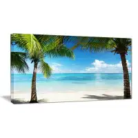 Made in Canada - East Urban Home Palm Trees and Sea - Photograph Print on Canvas