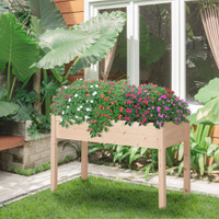 Elevated Planter Box 48.25" x 22.25" x 30" Natural Wood