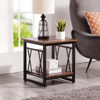 17 Stories Industrial 2-Tier Side Table With Storage Shelf