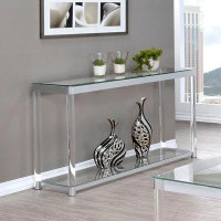 Brayden Studio Danzler Sofa Table with Lower Shelf Chrome and Clear