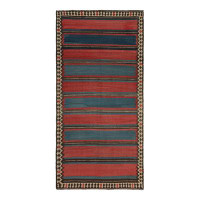 Rug & Kilim Vintage Shahsavan Persian Kilim In Red And Blue Stripes - By Rug & Kilim
