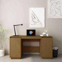 Latitude Run® TDC Desk Honey Brown 55.1"x19.7"x29.5" Solid Wood Pine