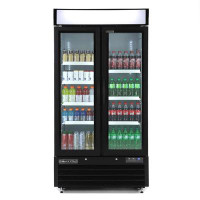 Maxx Cold Maxx Cold Double Glass Door Narrow Width Merchandiser Refrigerator, Swing Door, 36 cu. ft.