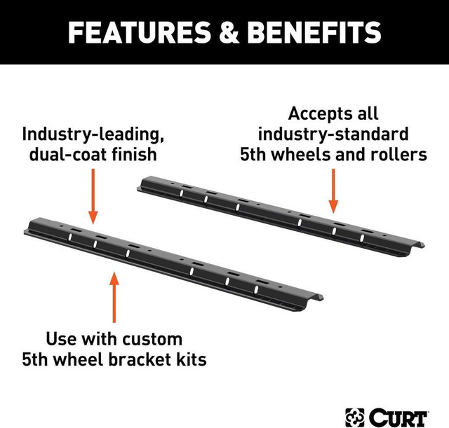 CURT 16200 Carbide Black 5Th Wheel Rail Kit in Other Parts & Accessories in Ontario - Image 3