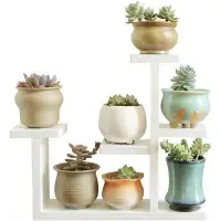 George Oliver DIY Mini Tabletop Plant Stand Multi-Layer Concise Desktop Planter Holder For Home Office Decorative  White
