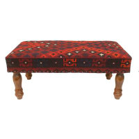 Bungalow Rose Antique Tribal Cunningh Handmade Kilim Upholstered Settee