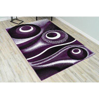 Ivy Bronx Mccampbell Abstract Purple/Black Area Rug