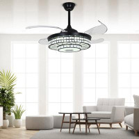 Ivy Bronx Bipnesh 4 - Blade LED Smart Crystal Ceiling Fan with Remote Control and Light Kit Included