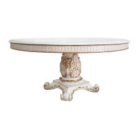 Orren Ellis Round Dining Table w/Pedestal Base, Antique Pearl Finish