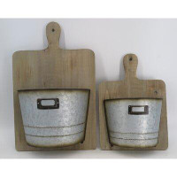 Gracie Oaks Set Of 2 Cutting Board Back With Half Bucket Front Wall Planters
