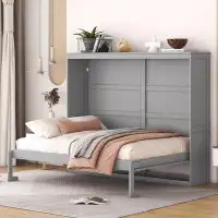 Wildon Home® Full Size Murphy Bed Wall Bed,Grey
