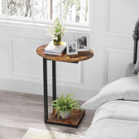17 Stories Side Table Small End Table: C-Shaped Wood Sofa Table With Metal Frame For Living Room, Bedroom, Small Spaces