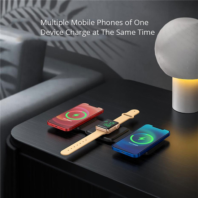 MotionGrey Foldable Magnetic Wireless Charger 3-in-1 for iPhone, AirPods &amp; Apple Watch - Black in Other - Image 4
