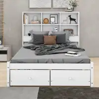 Red Barrel Studio Full Size Platform Bed With Storage Headboard, Charging Station And 2 Drawers