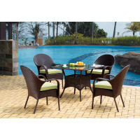 Winston Porter Emilia Square 5 - Person 38" Long Dining Set with Cushions