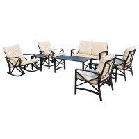 Red Barrel Studio 8 Pieces Outdoor Furniture Patio Conversation Set With Rocking Chairs
