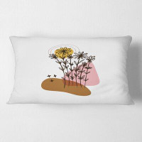 East Urban Home Elementary Shapes With Abstract Flowers Plants I Abstract Lumbar Pillow
