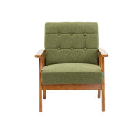 George Oliver Mid-Century Modern Leisure Chair with Solid Wood Armrest and Feet - Accent Chair