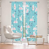 East Urban Home Lined Window Curtains 2-panel Set for Window Size by Metka Hiti - Swans Teal
