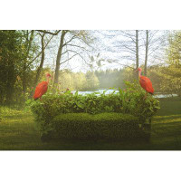 Bay Isle Home™ Green Sofa And Flamingos