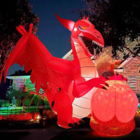 The Holiday Aisle® Halloween Inflatable 6.8FT Halloween Dragon Inflatable Red Dragon Inflatables Outdoor Decorations