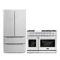 Cosmo 2 Piece Kitchen Package With 48" Free Standing Gas Range & French Door Refrigerator