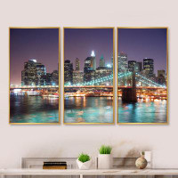Ebern Designs New York City Manhattan Skyline - Cityscape Framed Canvas Wall Art Set Of 3