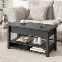 Hokku Designs Lift Top Coffee Table, Multi-Functional Coffee Table with Open Shelves
