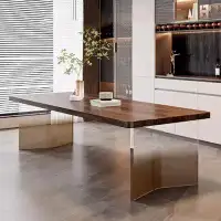 GOGOFAUC Black walnut gradient acrylic large dining table