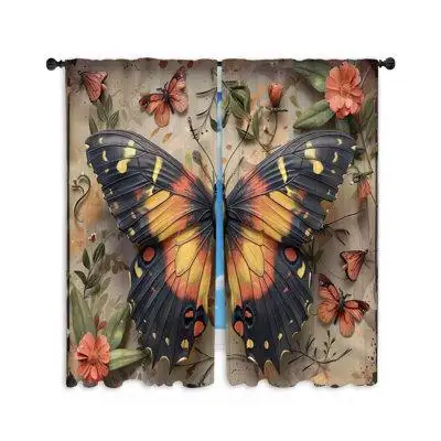 Upgrade your home decor with these Colourful butterfly sheer window curtains printed in the USA! Gre...