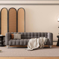 Alcott Hill 89" Modern Sofa Dutch Fluff Upholstered sofa with solid wood legs