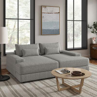 14 Karat Home Inc. Conradus Modern 57" Deep Sofa With Wide Square Armrests