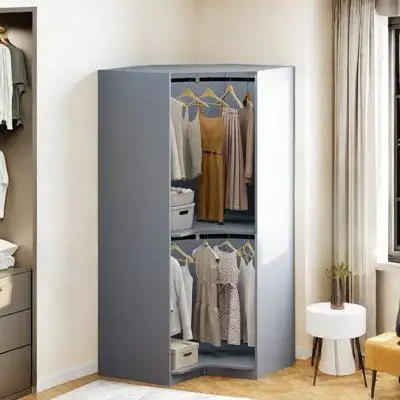 This corner wardrobe makes full use of the corner areas of the room to improve space utilization. Th...