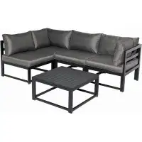 Hokku Designs 5 Pieces Patio Sofa Set Aluminum with Coffee Table Grey
